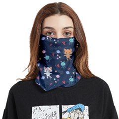 Cute-astronaut-cat-with-star-galaxy-elements-seamless-pattern Face Covering Bandana (two Sides)