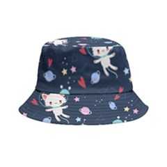 Cute-astronaut-cat-with-star-galaxy-elements-seamless-pattern Bucket Hat