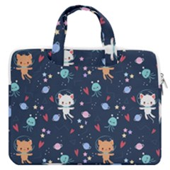 Cute-astronaut-cat-with-star-galaxy-elements-seamless-pattern Macbook Pro 16  Double Pocket Laptop Bag 