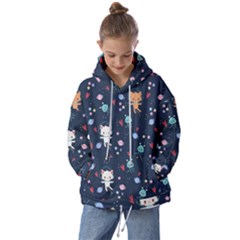 Cute-astronaut-cat-with-star-galaxy-elements-seamless-pattern Kids  Oversized Hoodie