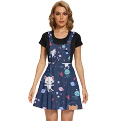 Cute-astronaut-cat-with-star-galaxy-elements-seamless-pattern Apron Dress