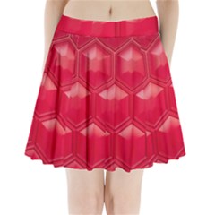 Red Textured Wall Pleated Mini Skirt by artworkshop