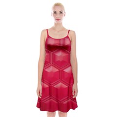 Red Textured Wall Spaghetti Strap Velvet Dress by artworkshop