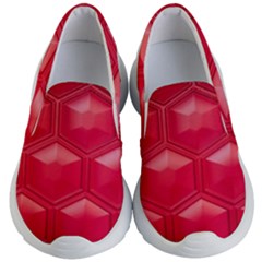 Red Textured Wall Kids Lightweight Slip Ons by artworkshop