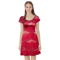 Red Textured Wall Short Sleeve Skater Dress by artworkshop