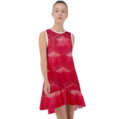 Red Textured Wall Frill Swing Dress by artworkshop