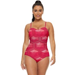 Red Textured Wall Retro Full Coverage Swimsuit by artworkshop