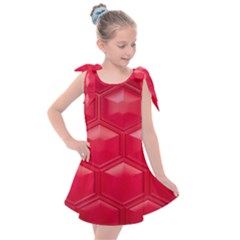 Red Textured Wall Kids  Tie Up Tunic Dress by artworkshop