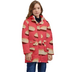 Stackable Chips In Lines Kid s Hooded Longline Puffer Jacket by artworkshop