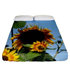 Sunflower Flower Yellow Fitted Sheet (queen Size) by artworkshop