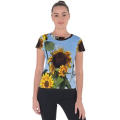 Sunflower Flower Yellow Short Sleeve Sports Top  by artworkshop