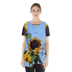 Sunflower Flower Yellow Skirt Hem Sports Top by artworkshop