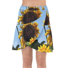 Sunflower Flower Yellow Wrap Front Skirt by artworkshop