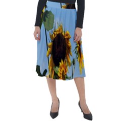 Sunflower Flower Yellow Classic Velour Midi Skirt  by artworkshop