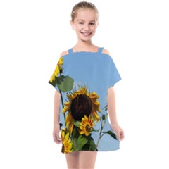 Sunflower Flower Yellow Kids  One Piece Chiffon Dress by artworkshop