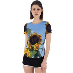 Sunflower Flower Yellow Back Cut Out Sport Tee by artworkshop