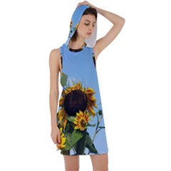 Sunflower Flower Yellow Racer Back Hoodie Dress by artworkshop