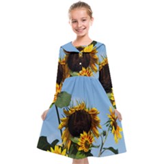 Sunflower Flower Yellow Kids  Midi Sailor Dress by artworkshop