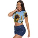 Sunflower Flower Yellow Side Button Cropped Tee View2