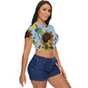 Sunflower Flower Yellow Side Button Cropped Tee View3