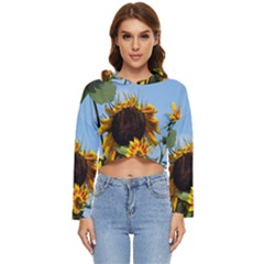 Sunflower Flower Yellow Women s Lightweight Cropped Hoodie by artworkshop