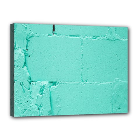 Teal Brick Texture Canvas 16  x 12  (Stretched)