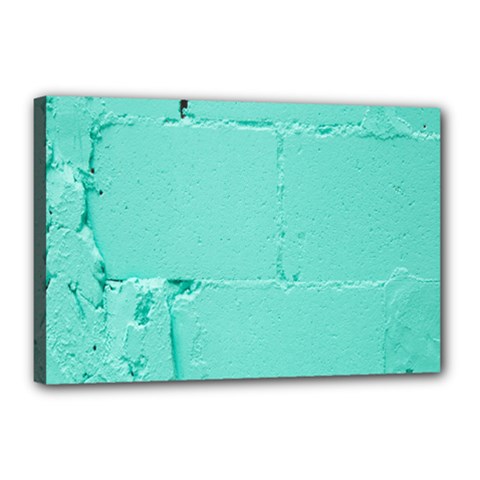 Teal Brick Texture Canvas 18  X 12  (stretched) by artworkshop