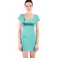 Teal Brick Texture Short Sleeve Bodycon Dress by artworkshop