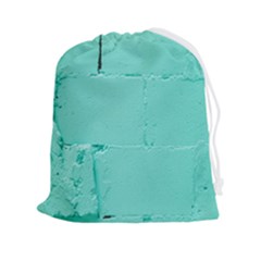 Teal Brick Texture Drawstring Pouch (2XL)