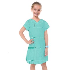 Teal Brick Texture Kids  Drop Waist Dress