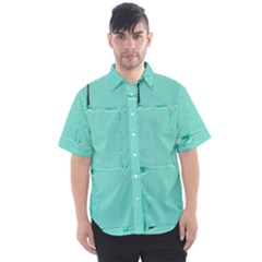 Teal Brick Texture Men s Short Sleeve Shirt