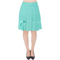 Teal Brick Texture Velvet High Waist Skirt