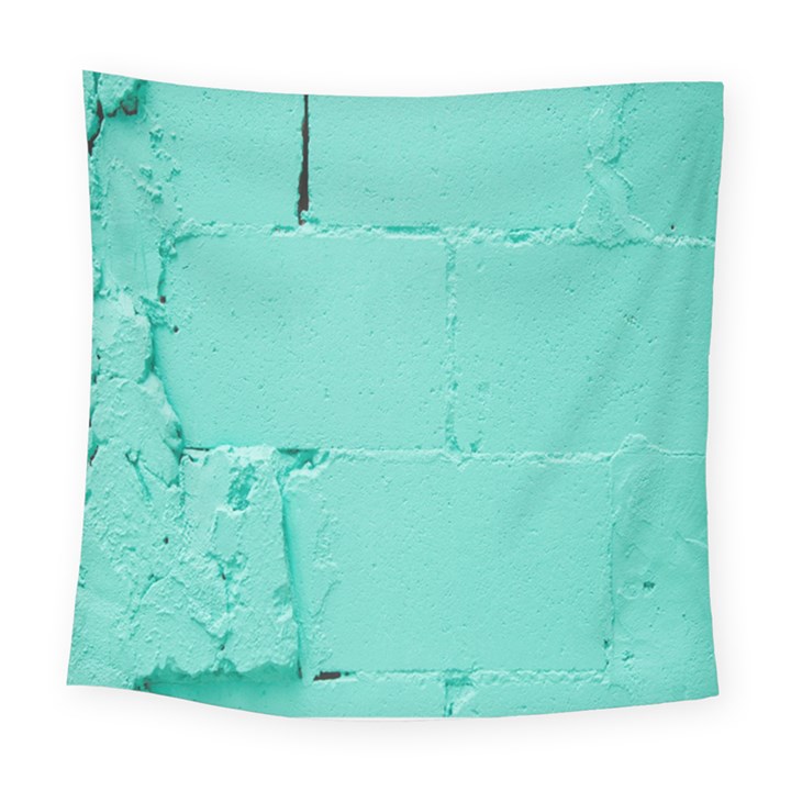 Teal Brick Texture Square Tapestry (Large)