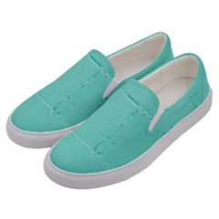 Teal Brick Texture Men s Canvas Slip Ons