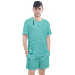 Teal Brick Texture Men s Mesh Tee and Shorts Set