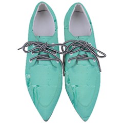 Teal Brick Texture Pointed Oxford Shoes