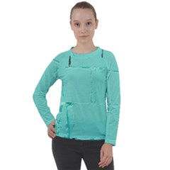 Teal Brick Texture Women s Long Sleeve Raglan Tee