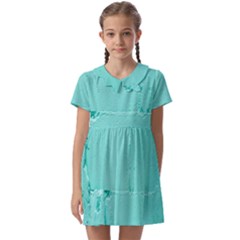 Teal Brick Texture Kids  Asymmetric Collar Dress