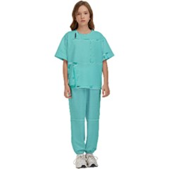 Teal Brick Texture Kids  Tee and Pants Sports Set