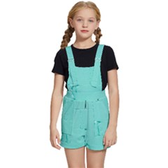 Teal Brick Texture Kids  Short Overalls