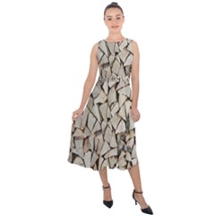Texture Pattern Design Midi Tie-back Chiffon Dress