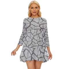 Texture Pattern Tile Long Sleeve Babydoll Dress