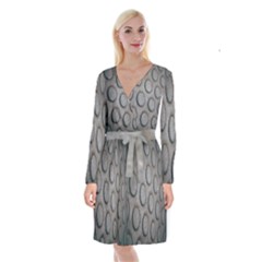 Texture Pattern Wallpaper Long Sleeve Velvet Front Wrap Dress