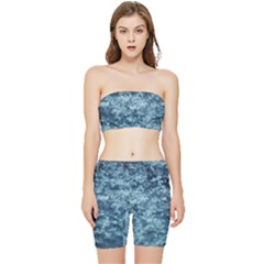 Texture Reef Pattern Stretch Shorts And Tube Top Set