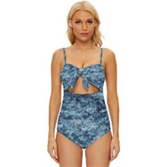 Texture Reef Pattern Knot Front One-piece Swimsuit by artworkshop