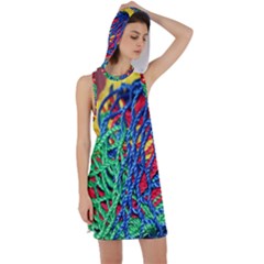 Thread Texture Pattern Racer Back Hoodie Dress by artworkshop