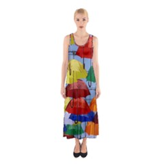 Umbrellas Colourful Sleeveless Maxi Dress by artworkshop