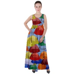 Umbrellas Colourful Empire Waist Velour Maxi Dress by artworkshop