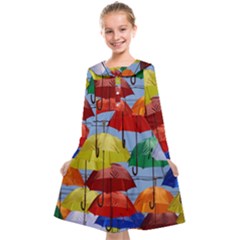 Umbrellas Colourful Kids  Midi Sailor Dress by artworkshop