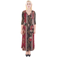 Uzbek Pattern In Temple Quarter Sleeve Wrap Maxi Dress by artworkshop